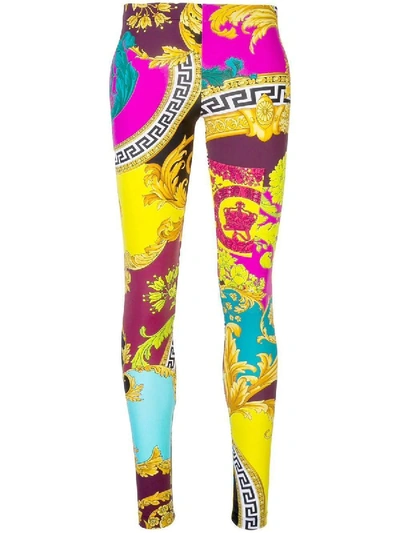 Shop Versace Collage Print Leggings Multicolor