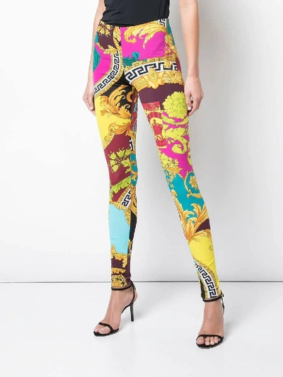 Shop Versace Collage Print Leggings Multicolor