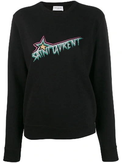 Shop Saint Laurent Star Logo Crewneck In Black