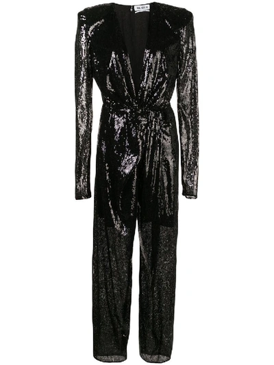 Shop Attico Black Sequin Jumpsuit