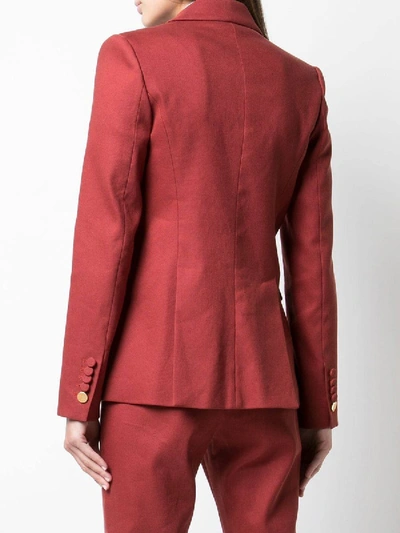 Shop Adam Lippes Textured Double Breasted Blazer In Red