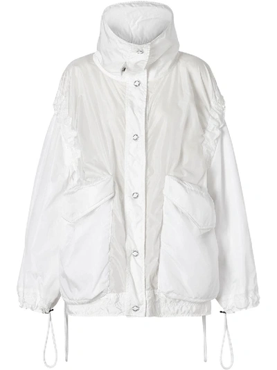 Shop Burberry Drawcord Detail Logo Print Lightweight Jacket