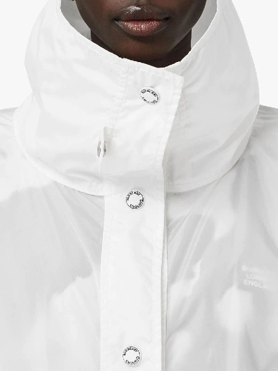 Shop Burberry Drawcord Detail Logo Print Lightweight Jacket