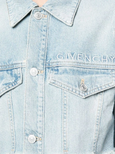 Shop Givenchy Cropped Denim Jacket Blue