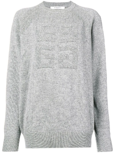 Shop Givenchy Cashmere Embroidered 4g Logo Sweatshirt Grey