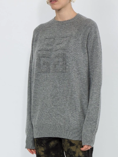 Shop Givenchy Cashmere Embroidered 4g Logo Sweatshirt Grey