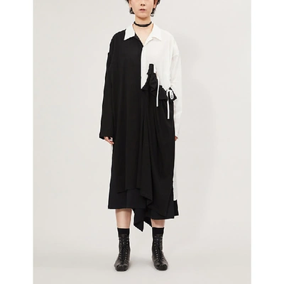 Shop Y's Asymmetric Cotton Dress In White/black