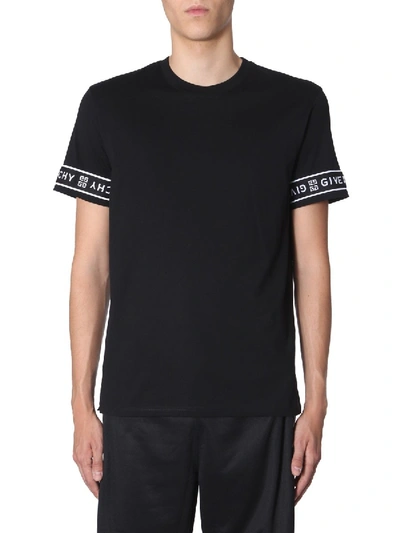 Shop Givenchy Logo Sleeves Trim T In Black