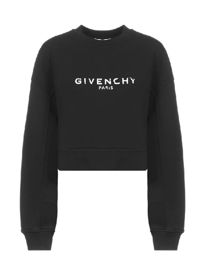 Shop Givenchy Logo Cropped Sweatshirt In Black