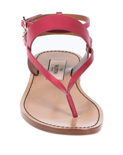 Shop Valentino Toe Strap Sandals In Garnet