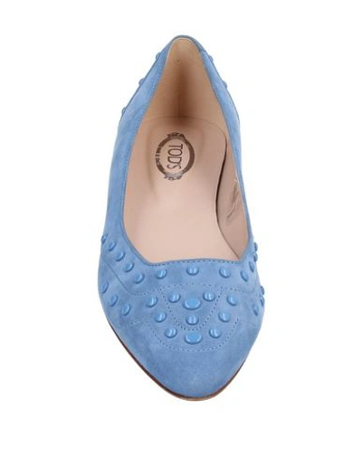 Shop Tod's Woman Ballet Flats Slate Blue Size 6 Soft Leather