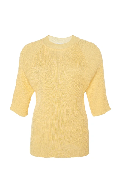 Shop Aeron Margaret Rib Knit Top In Yellow