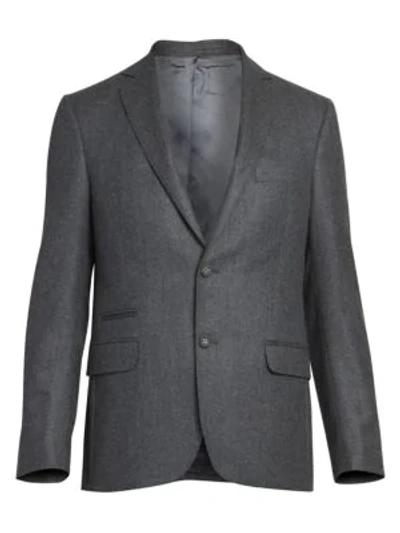 Shop Officine Generale Flannel Wool Jacket In Charcoal