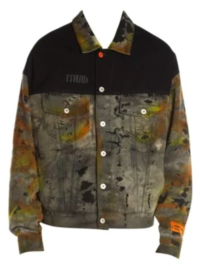 Shop Heron Preston Over Tie-dye Colorblock Jean Jacket In Tie Dye