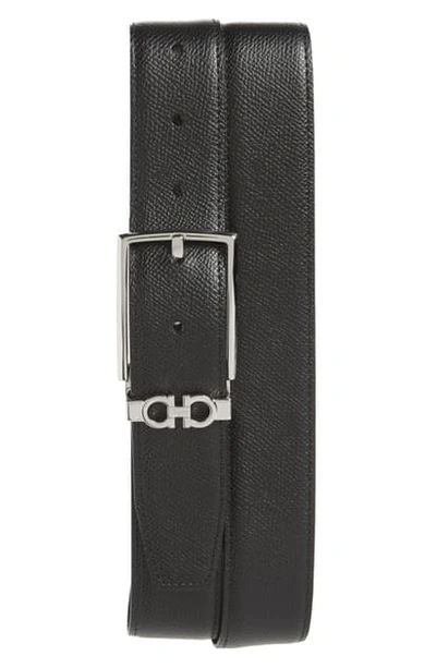 Shop Ferragamo Reversible Leather Belt In Nero / T.moro