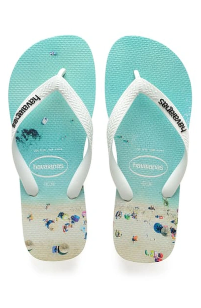 Shop Havaianas 'hype' Flip Flop In White/ Wave Blue