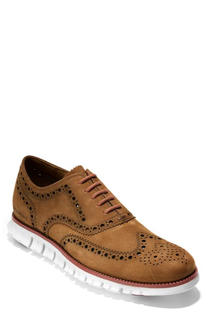 cole haan zerogrand tan wingtip oxfords