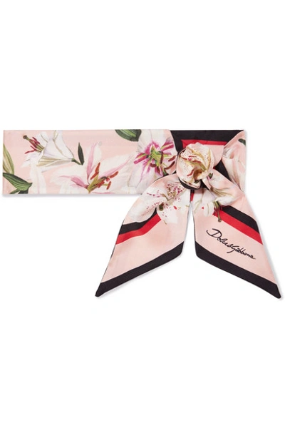Shop Dolce & Gabbana Printed Silk-twill Scarf In Pink