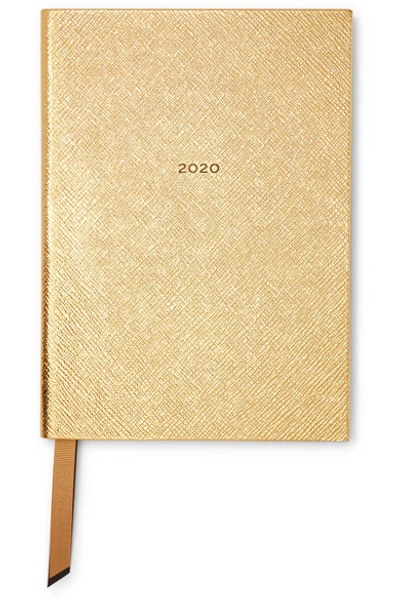 Shop Smythson Soho 2020 Textured-leather Diary In Gold
