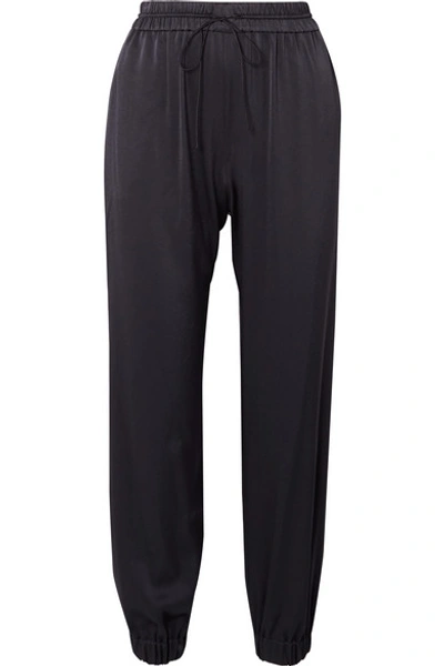 Shop Jason Wu Satin-crepe Track Pants In Midnight Blue