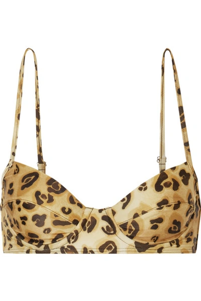 Shop Mara Hoffman Net Sustain Lua Leopard-print Underwired Bikini Top In Leopard Print