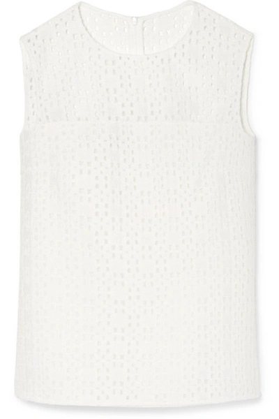 Shop Akris Broderie Anglaise Top In White