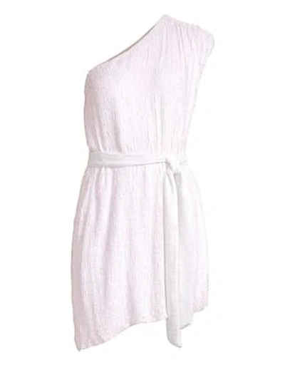 Shop Retroféte Ella One-shouldered Sequin Dress In Pastel Pink