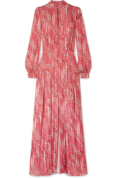 Shop Paul & Joe Floral-print Satin Maxi Dress In Pink