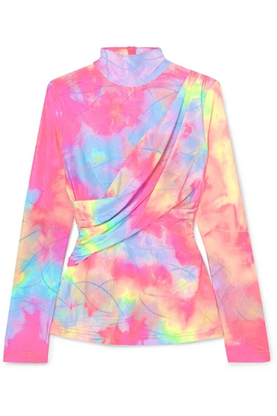 Shop Sies Marjan Peyton Layered Glittered Tie-dyed Satin Top In Baby Pink