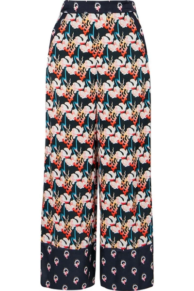 Shop Temperley London Dragonfly Printed Satin Culottes In Black