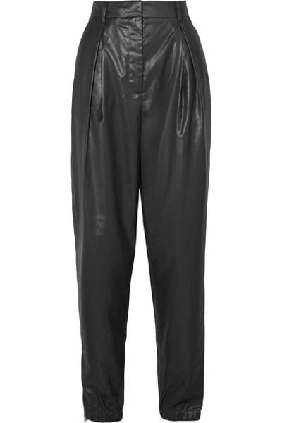 Shop Tibi Pleated Shell Tapered Pants In Black