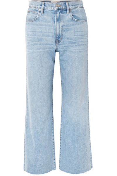 Shop Slvrlake Grace Cropped Frayed High-rise Wide-leg Jeans In Light Denim