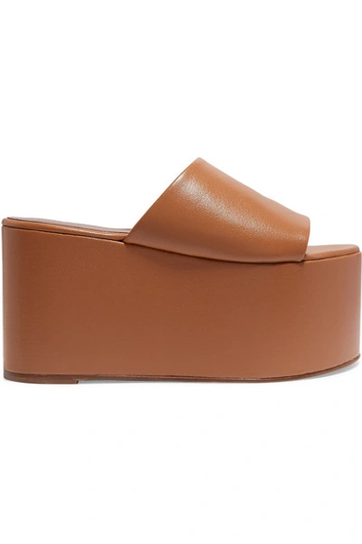 Shop Simon Miller Blackout Textured-leather Platform Sandals In Tan
