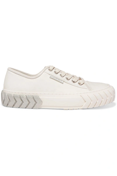 Shop Both Tyres Leather-trimmed Coated-canvas Sneakers In White
