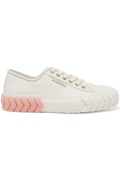 Shop Both Tyres Leather-trimmed Coated-canvas Sneakers In White