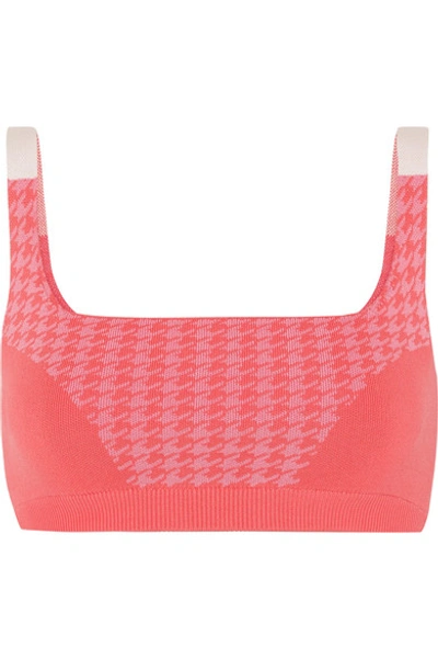 Shop Nagnata + Net Sustain Houndstooth Technical Stretch-organic Cotton Sports Bra In Bright Pink