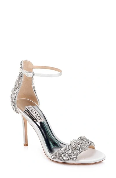 Shop Badgley Mischka Fabiana Ankle Strap Sandal In Soft White Satin