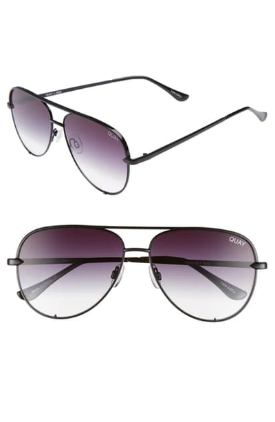 Shop Quay X Desi Perkins High Key Mini 57mm Aviator Sunglasses - Black/ Fade To Clear