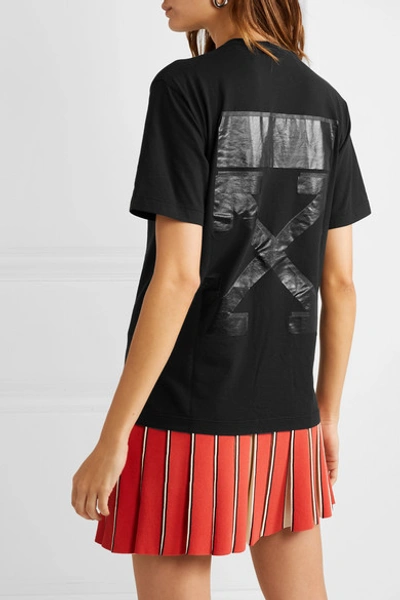 Shop Off-white Printed Cotton-jersey T-shirt In Black