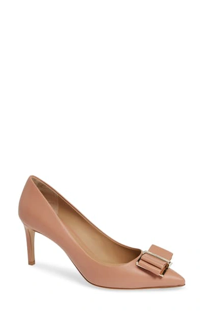 Shop Ferragamo Zeri Pointy Toe Pump In Blush