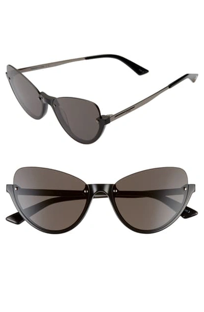 Shop Mcq By Alexander Mcqueen 56mm Semi Rimless Cat Eye Sunglasses - Black/ Grey