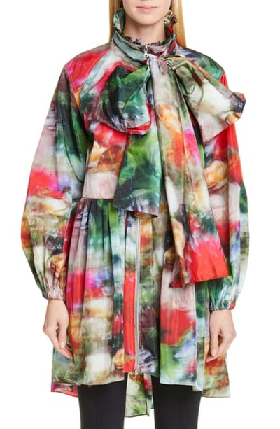 Shop Adam Lippes Floral Print Nylon Jacket With Removable Tie In Multi Floral