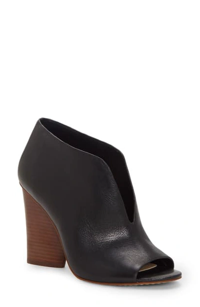 Shop Vince Camuto Andrita Open Toe Bootie In Black Leather