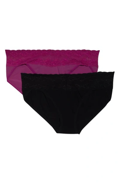 Shop Natori 'bliss Perfection' Bikini Briefs In Black/ Wild Tulip/ Cameo Rose