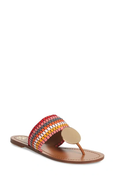 Shop Tory Burch Patos Sandal In Poppy Red Multi / Gold