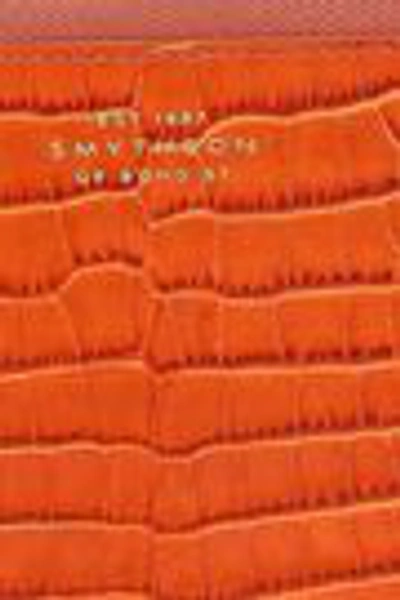 Shop Smythson Croc-effect Leather Continental Wallet In Orange