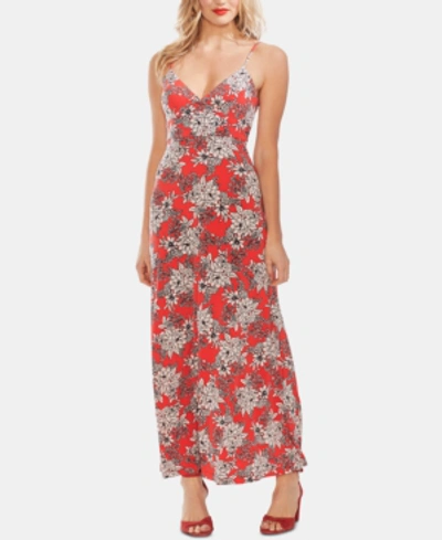 Shop Vince Camuto Floral-print V-neck Maxi Dress In Crimson Red