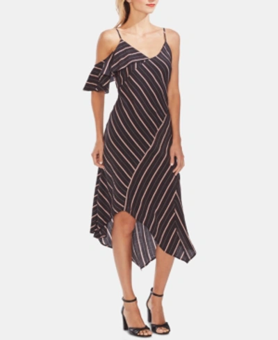 Shop Vince Camuto Asymmetrical Ruffled Dress In Rich Black