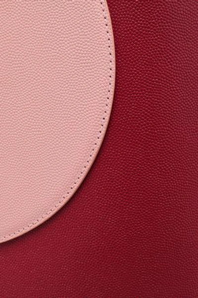 Shop Roksanda Woman Color-block Appliquéd Pebbled-leather Tote Crimson