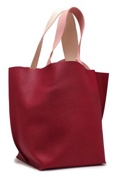 Shop Roksanda Woman Color-block Appliquéd Pebbled-leather Tote Crimson